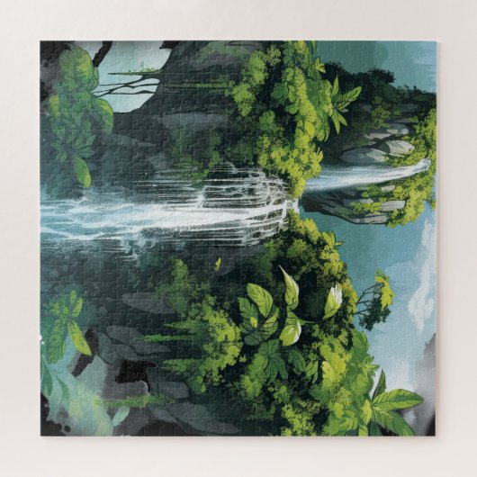 Tropischer Dschungel mit Wasserfall Puzzle (Horizontal)