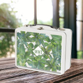 Tropischer Dschungel Moderne Monogram Metal Lunch  Metall Brotdose