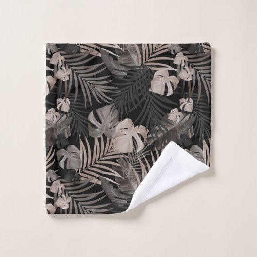 Tropischer Dschungel Night Blätter 8 - Wiederholun Badhandtuch Set (Waschlappen)