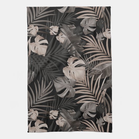 Tropischer Dschungel Night Blätter 8 - Wiederholun Geschirrtuch (Vertikal)
