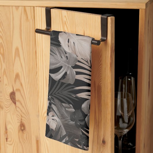 Tropischer Dschungel Night Blätter 8 - Wiederholun Geschirrtuch (Drittel gefaltet)