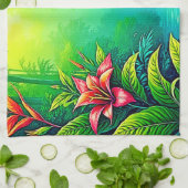 Tropischer Dschungel - Oasis Design Geschirrtuch (Gefaltet)