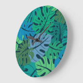 Tropischer Dschungel Palm Nahtloses Muster Große Wanduhr (Winkel)