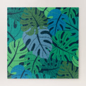 Tropischer Dschungel Palm Nahtloses Muster Puzzle (Horizontal)