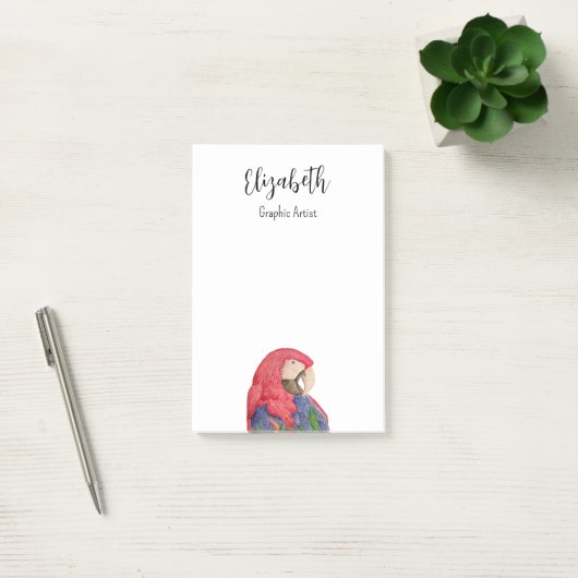 Tropischer Dschungel-Papagei Zeichne farbenfrohe M Post-it Klebezettel (Büro)