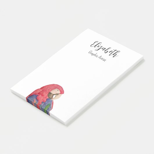 Tropischer Dschungel-Papagei Zeichne farbenfrohe M Post-it Klebezettel (angewinkelt)