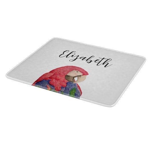 Tropischer Dschungel-Papagei Zeichne farbenfrohe M Schneidebrett (Ecke)