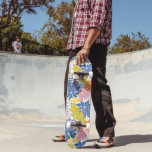 Tropischer Dschungel Pink Blue Yellow Boho Palm Bl Skateboard<br><div class="desc">Die farbenfrohen Blätter aus Palmen sind mit Punkten und Linien geschmückt,  die dem Design ein Boho-Ambiente verleihen.</div>