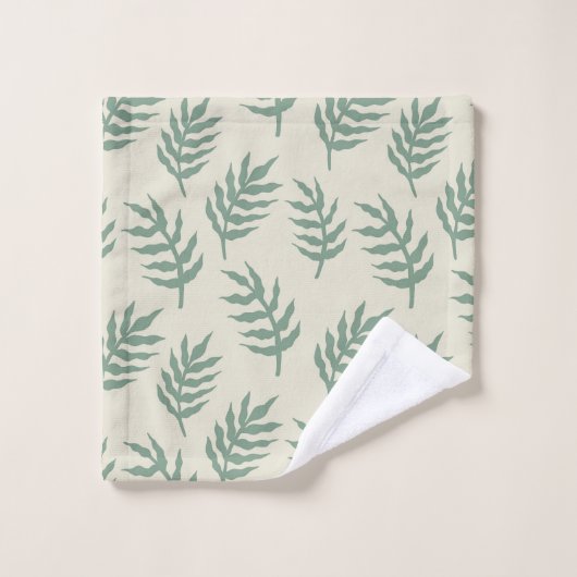 Tropischer Dschungel Regenwald Fern Blätter Muster Badhandtuch Set (Waschlappen)