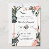 Tropischer Dschungel | Rosa floraler Abschluss Einladung (Vorderseite)
