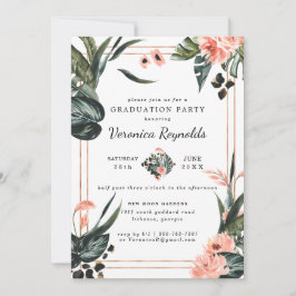 Tropischer Dschungel | Rosa floraler Abschluss Einladung