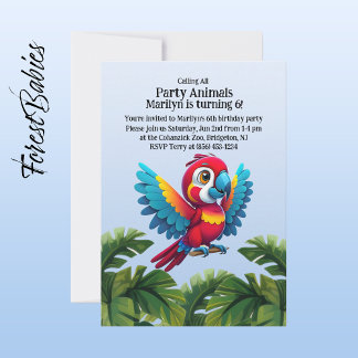 Tropischer Dschungel Safari Macaw Parrot Party Tie Einladung