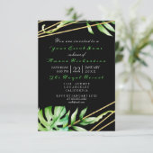 Tropischer Dschungel Schwarz-weißes Party Streifen Einladung (Stehend Vorderseite)