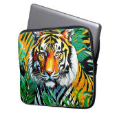 Tropischer Dschungel Tiger Blickdesign Laptopschutzhülle (Vorderseite Links)