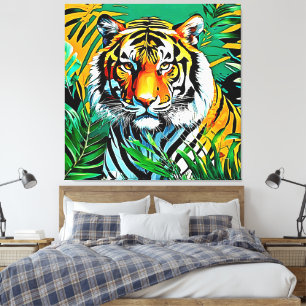 Tropischer Dschungel Tiger Blickdesign Leinwanddruck