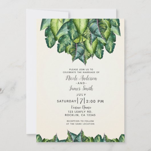 Tropischer Dschungel Verlasse Grüne Botanische Hoc Einladung (Vorderseite)