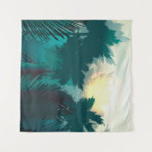 Tropischer Dschungel: Vintage Morgenlandschaft. Wandteppich (Vorderseite (Horizontal))