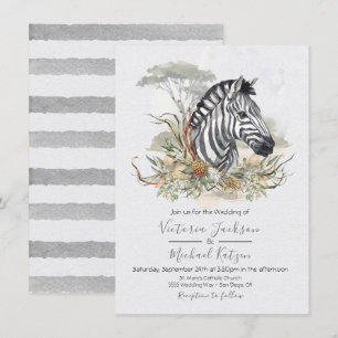 Tropischer Dschungel Zebra Hochzeitseinladungen Einladung