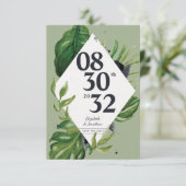 Tropischer Dschungelwein, modern grün Save the Dat (Stehend Vorderseite)