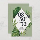 Tropischer Dschungelwein, modern grün Save the Dat (Vorne/Hinten)