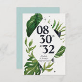 Tropischer Dschungelwein, modern weiß Save the Dat (Vorne/Hinten)