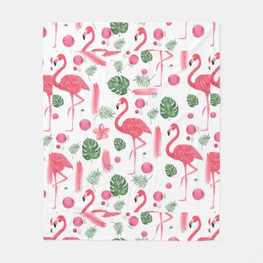 Tropischer eleganter Flamingo des rosa Aquarells Fleecedecke (Vorderseite)