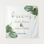 Tropischer Empfang Décor Green Monstera Blätter Wandteppich (Vorderseite)