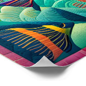 Tropischer exotischer Fisch im Minzgrün gedeckten Poster (Ecke)