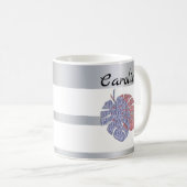 Tropischer exotischer Glitzer glänzende Monstera-B Kaffeetasse (VorderseiteRechts)