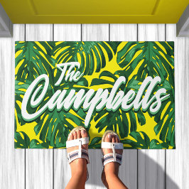 Tropischer Familienname Gelbe Monstera-Blätter Fußmatte