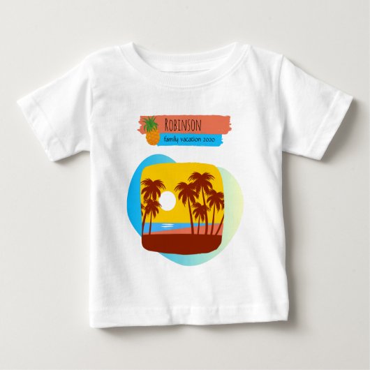 Tropischer Familienurlaub in Einklang mit Souvenir Baby T-shirt (Vorderseite)
