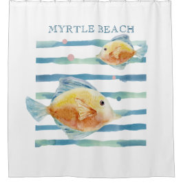 TROPISCHER FANG MIT HELLEN WASSERFARBEN, STRANDFER DUSCHVORHANG