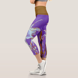 Tropischer Fantail-Fisch Aquarell Lila Capri Leggings