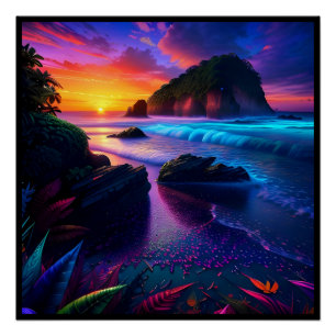 Tropischer Fantasie-Strand Eins Poster