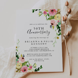 Tropischer farbenfroher Herbst 50. Hochzeitstag Einladung