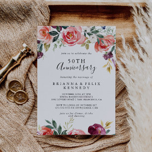 Tropischer farbenfroher Sommer 50. Hochzeitstag Einladung