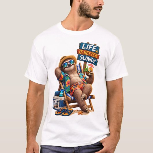 Tropischer Faultier-Urlaub T-Shirt (Vorderseite)
