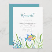 Tropischer Fisch 5. Geburtstagsparty Einladung (Vorne/Hinten)