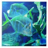 Tropischer Fisch, Blau, Keramik Fliese (Vorderseite)