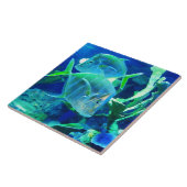 Tropischer Fisch, Blau, Keramik Fliese (Seite)
