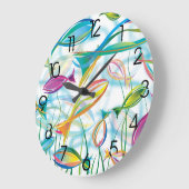 Tropischer Fisch Blauer Orange Moderne Illustratio Große Wanduhr (Winkel)