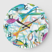 Tropischer Fisch Blauer Orange Moderne Illustratio Große Wanduhr (Vorderseite)