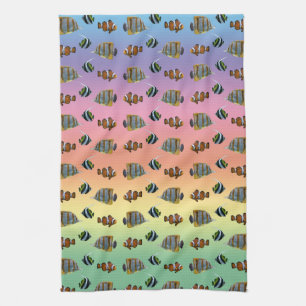 Tropischer Fisch Frenzy Küchentuch (Regenbogen)