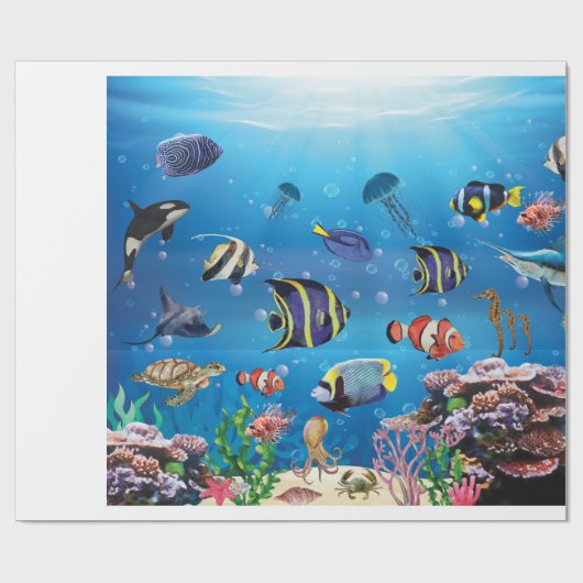 Tropischer Fisch Geschenkpapier (Flach)