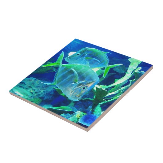 Tropischer Fisch in Blau Fliese (Seite)