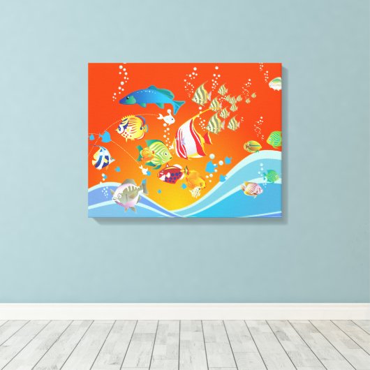 Tropischer Fisch in der Leinwand (Insitu (Holzboden))