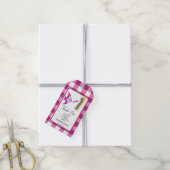Tropischer Fisch, Magenta Gingham Geburtstag Dank Geschenkanhänger (Mit Garn)