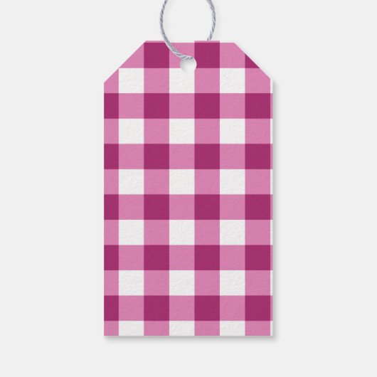 Tropischer Fisch, Magenta Gingham Happy 1. Geburts Geschenkanhänger (Rückseite)