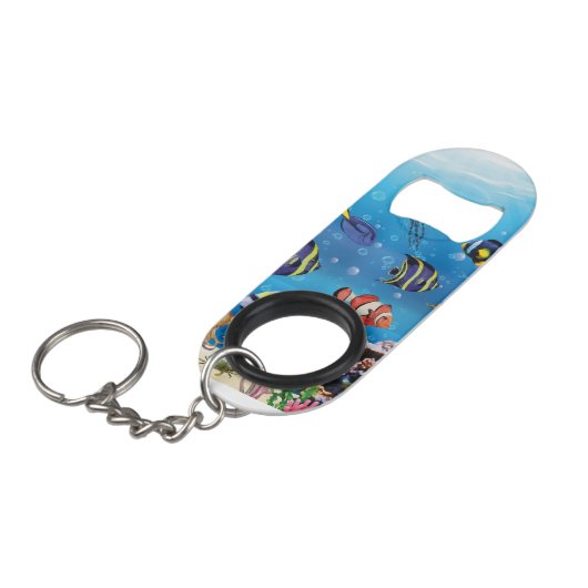 Tropischer Fisch Mini Flaschenöffner (Vorderseite Schrägansicht)