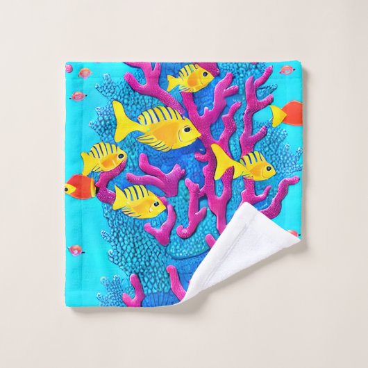 Tropischer Fisch Nahtloses Muster Badhandtuch Set (Waschlappen)